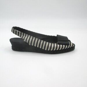 Vintage 80s Black White Stripe Espadrille Shoes 7